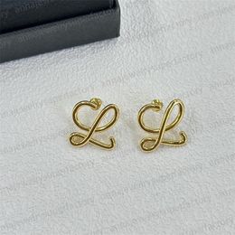 Loewe série personnalité designer géométrie oreille goujons boucles d'oreilles collier or cerceau scintillant avec diamants boucles d'oreilles pour femmes bijoux de luxe cadeau de fête des mères