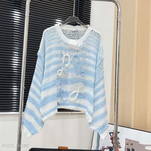 Loewe Sweater Designer Fashion Damestruien Koreaanse lantaarnmouwen Zachte halstrui Lentepullover Lange gebreide top 229