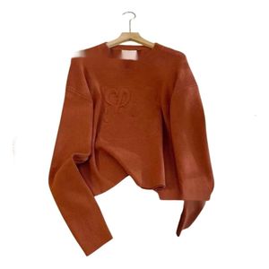 Loewee Designer Sweater Top Kwaliteit Damestruien Herfst/Winter Nieuw product Embossed pullover Short Sweater Dames losse ronde nek