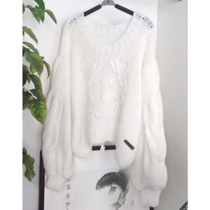 Loewee Sweater Designer Luxe Mode Dames Dezelfde Stijl Dama Haimao Grove Stok Naald Pure Hand Geweven Gebakken Deeg Twists Trui Voor Vrouwen 5091
