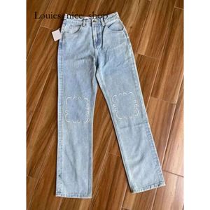 Loeweee Loewew jeans 24SS topkwaliteit Designer broek benen open vork strakke capris denim broek afslanken Jean broek merk vrouwen kleding borduurwerk 549