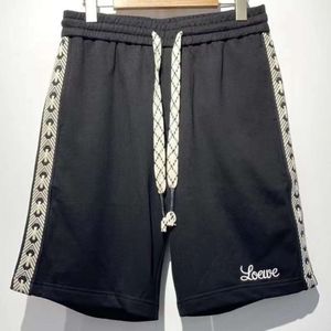 /Loeweee -shirt 2022 Spring/zomer heren nieuwe gebreide lintzijde casual losse veter sport shorts luxe top