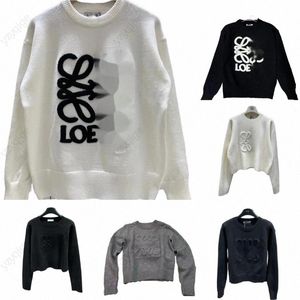 Loewees suéter diseñador nuevas mujeres sudaderas otoño moda de manga larga top de gama alta delgado jersey abrigos blanco bordado kni s