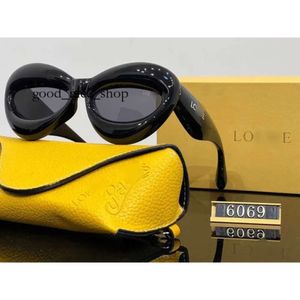 Loeweve -bril zonnebrillen voor vrouw loe zonnebril acetaat vlinder grote frame loeweglasses geel rijspiegel bril D9C5