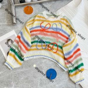 Loewew jas loeweee top loewesweater ontwerper trui oversized gebreide regenboog loe trui dames strepen contrast pullover trui casual losse jumper 332