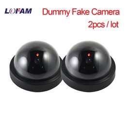 Lofam 2 stks / partij Home Security Fake Camera Simulated Video Surveillance Indoor Outdoor Surveillance Dummy IR LED Fake Dome Camera