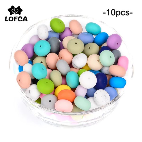 Lofca 10pcs / lot 19 mm Abacus Perles de dentition en silicone lâche Collier perle élégant Silicone à mâcher Perle pour bébé collier en silicone