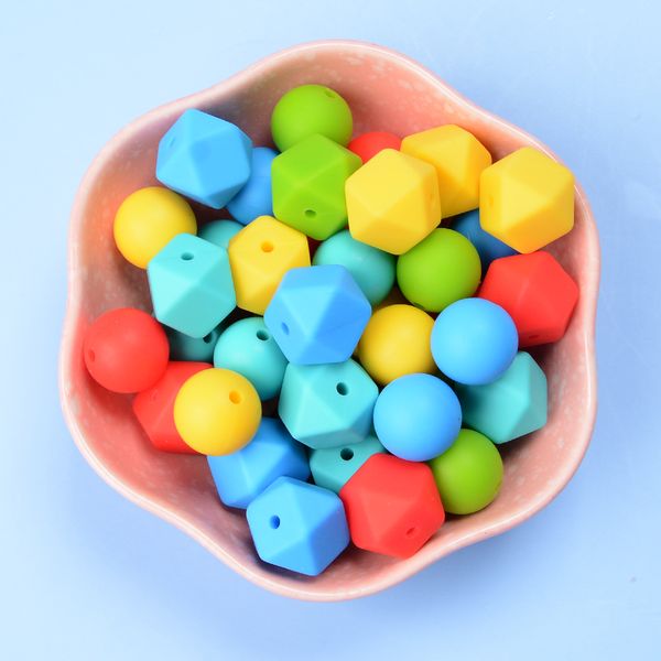 LOFCA 40pc Perles en vrac en silicone DIY Baby Pacificier Chaîne Pendante Collier Baby TeeTet Toys Set of Demanding Perles BPA Free