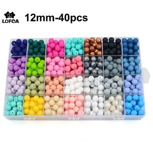 LOFCA 40PCS 12 mm Siliconen kralen Teltjes kauwkauw kralen Food Grade Tweet -ketting BPA Gratis diy sieraden Baby Teelther Toy Pacifier 240430