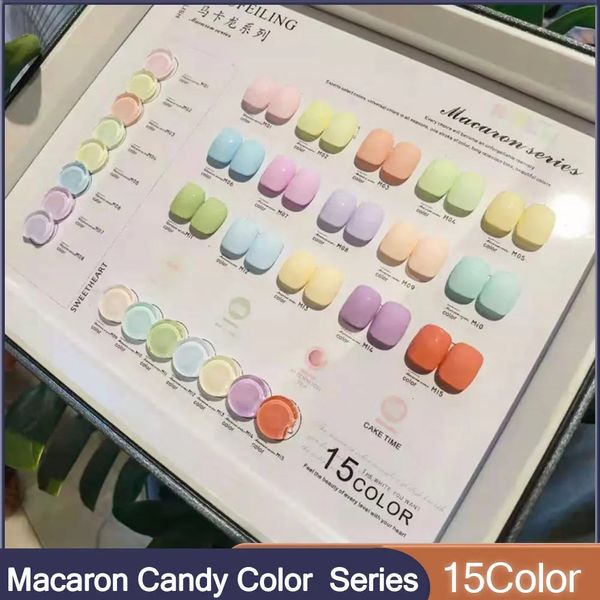 Lofiline Macaron Candy Color Series Nail Gel 15colorset Summer Sweet Style Gel Vernis à ongles 15 ml Mignon Coloré Soak Off Nail Gel 240105