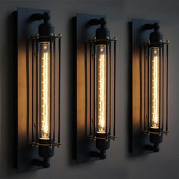Aplique de pared de hierro forjado Industrial Vintage americano Loft LED NEGRO Retro Bar Café pasillo luces de pared 2675