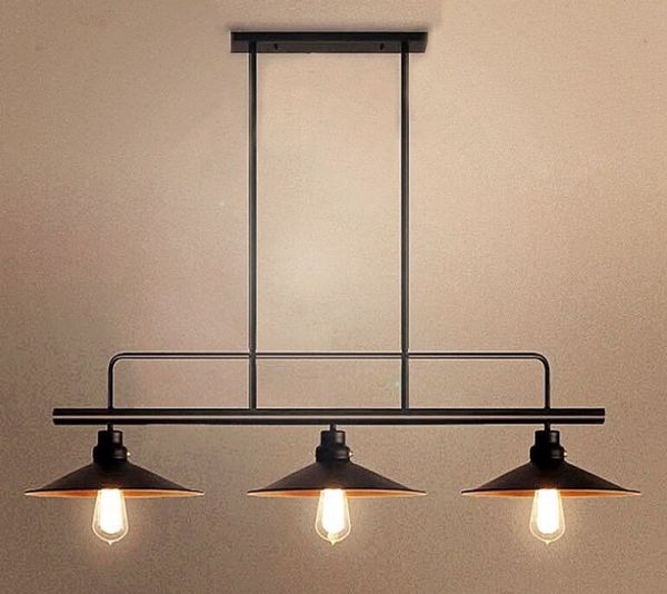 Lampes suspendues industrielles Loft 2/3 têtes E27 lampes suspendues noires pour étude de salon Suspension de salle à manger lampes suspendues