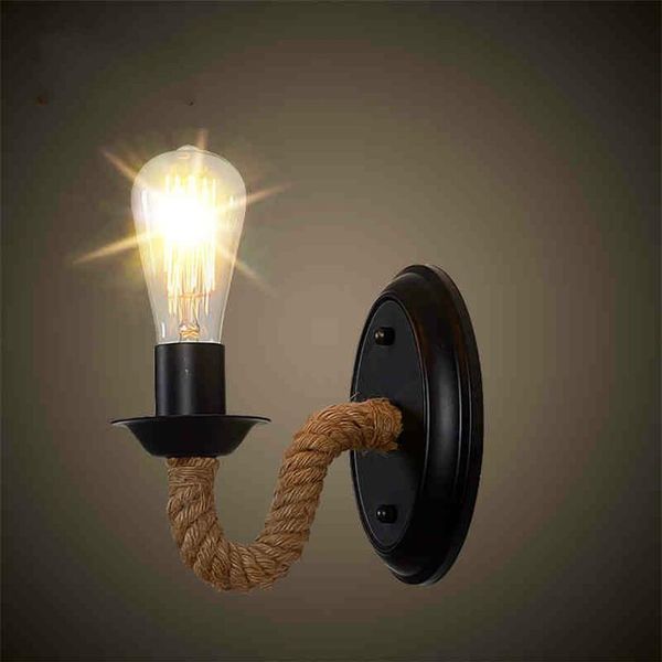 Loft Vintage chanvre corde appliques rétro industriel mur LED lumière étude couloir café appliques éclairage intérieur Luminaria2806