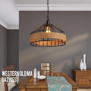 Lámpara colgante de cuerda vintage de loft accesorios de iluminación retro de hierro