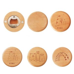 Log Art Design houten flesopener Coaster magnetische koelkast magnet letters home decoratie magneten bierfles opener gereedschap voor koelkastvaders dag geschenken