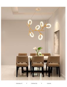 Log Restaurant LED Kroonluchter Eetkamer Verlichting Witte Acryl Ring Lampen Moderne Woonkamer Opknoping Lights Kids Lighting