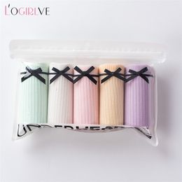 Logirlve Fashion Slips voor Vrouwen Sexy Woman Slipje Effen Naadloze Underpants Cpanties voor Pure Katoenen Ondergoed Meisje Knickers 210730