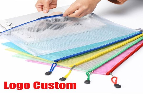 Logo personnalisé étanche en plastique fermeture à glissière papier dossier livre crayon stylo étui sac fichier document sac A4 A5 taille pour étudiant de bureau s3088545