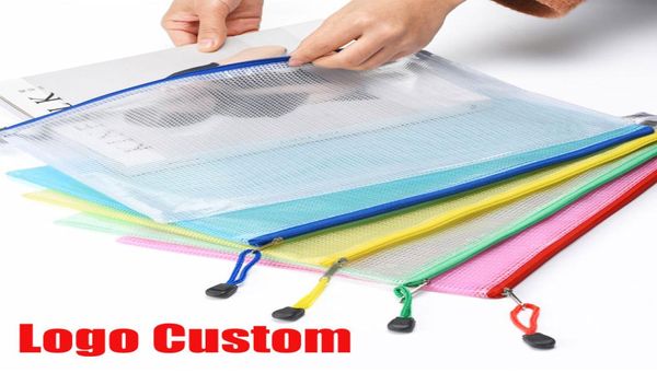 Logo personnalisé étanche en plastique fermeture à glissière papier dossier livre crayon stylo étui sac fichier document sac A4 A5 taille pour étudiant de bureau s8050023