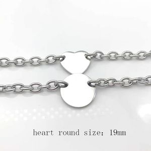 316L Titanium steel heart bracelet women fashion chain on hand 19mm heart round A set of packaging couple jewelry Gift for Accessories Valentine Day wholesale