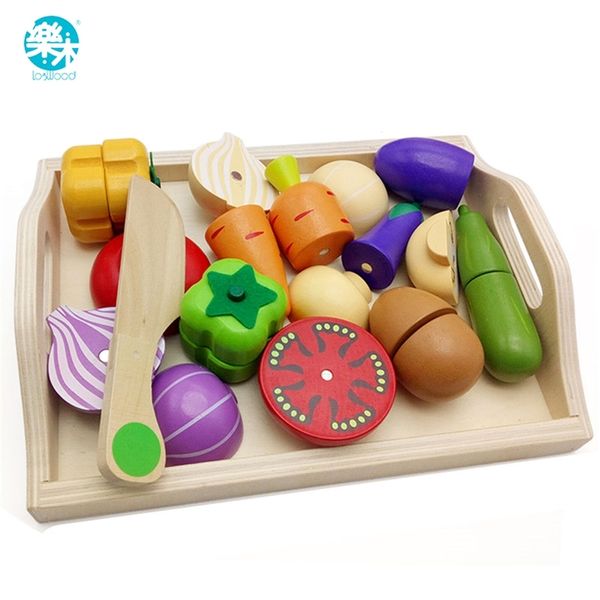 Logwood bebé juguetes de madera Juegos de imaginación juguetes de cocina corte de frutas y verduras educación alimentos juguetes para niños madre jardín childre LJ201009