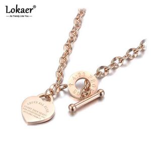 Lokaer Titanium roestvrij staal hart bedel hanger kettingen sieraden klassieke liefde Bijbel Spreuken 423 O-ketting N19085 H12249C