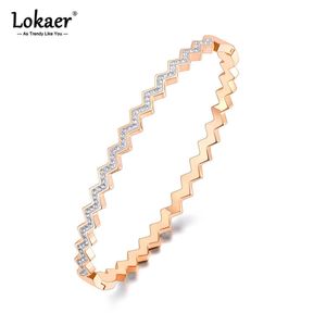 Lokaer à la mode argile pavé réglage cristal géométrie Bracelet pour femmes étincelant en acier inoxydable Bracelet bijoux B21039 Q0717