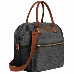 Lokass Sac à lunch isolé Sacs isothermes étanches Fourre-tout à déjeuner thermique avec bandoulière amovible pour femmes hommes U3pT #