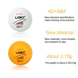 LOKI 3 estrellas Mesa cosida Bolas de tenis 40+mm Material de plástico ABS Profesional Ping Pong Balls para el entrenamiento de clubes duradero