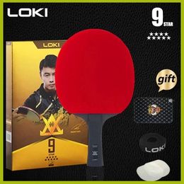 Loki 9 étoiles Table Tennis Racket Professional 52 Carbon Ping Pong Paddle 6/7/8/9 Star Ultra Offensive avec caoutchouc collant 240515