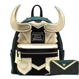 Loki Pu cuir sac à dos corne voyage pochette d'ordinateur cartables étudiants adultes sac à main portefeuille cadeaux d'anniversaire