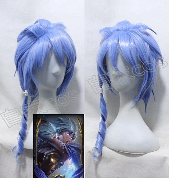 LOL League of Legends Dawnbringer Riven Light Blue cosplay peluca de pelo
