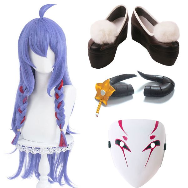 LOL Spirit Blossom Kindred Cosplay Prop zapatos peluca máscara sombreros para fiesta de Halloween