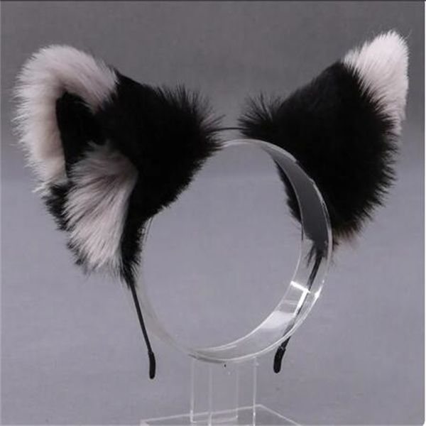 Lolita-aros para el pelo con orejas de gato y zorro, diadema de piel sintética para Cosplay, diademas de Anime para Halloween, accesorios para el cabello GC2454