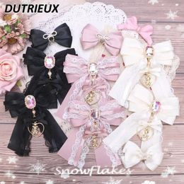 Lolita Bow kawaii coiffure japonais Girl Soux Soux Sweet Migne Hair Pin dentelle Ribbon Pendant Barrets Clips Hair Clips Accessoires 240509