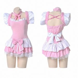 Lolita lindo rosa volante traje de mucama chica japonesa cosplay disfraces sexy diario abril uniforme falda conjunto kawaii nightdr l1ab #