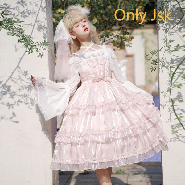 Robe Lolita Jsk, gâteau en trois sections, couleur unie, robe à bretelles, cosplay