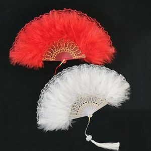 Éventail pliant en plumes Lolita, décoration de fête de mariage, fille féerique japonaise, gothique foncé, danse de cour, éventail à main avec pendentif, cadeau