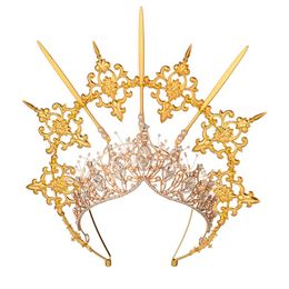 Lolita Halo Crown Kostuum Accessoires Gouden Halo Godin Hoofddeksel Vintage KC Hoofdband Engel Maagd Maria Barokke Tiara Headwear264q