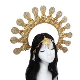 Corona de Halo de Lolita, decoración de perlas, Cosplay, Aro de pelo barroco, Tiara, diadema, tocado de Luna, paquete de Material DIY, envío directo