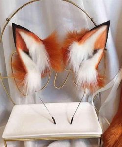 Lolita fait à la main LOL doré rouge renard oreille loups et chats renard oreille cheveux cerceau chapeaux queue pour fille femmes bandeaux de haute qualité 21035925590