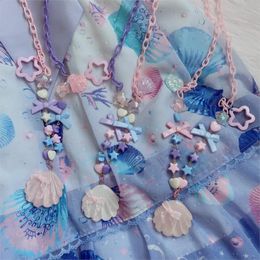 lolita handgemaakte schattige zoete ketting ap gradiëntschelp klein voorwerp zoete sieraden Japanse en Koreaanse prinses 240315