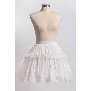 Lolita Kant Misshow Rand Rok Effen Wit Zwart Puffy 2 Hoops Petticoat voor Party Dance Tutu Korte Jurk Onderrok