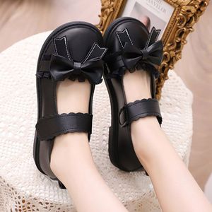 Lolita chaussures papillon noeud Mary Janes chaussures pour filles femmes chaussures plates noir rétro chaussures en cuir peu profondes princesse mignonne 8600N