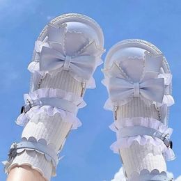 Zapatos lolita japoneses kawaii dulces sandalias de las mujeres estilo de arco elegante mary janes zapatos de hebilla
