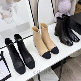 Lolita Schoenen Dames Enkellaarsjes Mode Echt Leer Gemengde Kleur Vrouw Chelsea Boot Runway Outfit Ronde Neus Dikke Hoge Hakken Laarsjes Vrouw