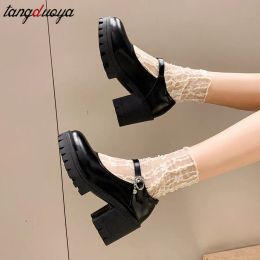 Chaussures lolita femmes japonais mary jane chaussures femmes vintage girls étudiants jk uniforme high theel plate-forme chaussures cosplay taille 41