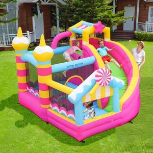 Lollipop Air Bounce Maison avec diapositive Bouncer de château gonflable combo pour enfants pour enfants Backyard Entertainment Portable Jumping saut-cavalier