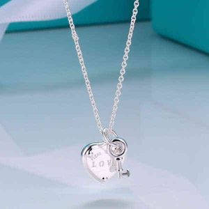 Lolove sleutel hart boog zilveren ketting parel hanger sieraden blauwe ketting G1108