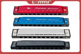 Lommi Swan Diatonic Armónica 10 hoyos Blues Harp Mouth Organ Key of G Reed Instrument Wcase Black Plate Blue Red armónica 66660774